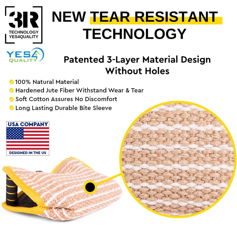 YES4QUALITY Durable Dog Bite Wedge 13x10 Inches, Safe Biting Pillow w/ 2 Comfy & Strong Handles, Tough Jute Tug Toy for Med to Large Dogs, Ideal for Tug of War, K9, IPO Schutzhund & Puppy Training - Image 3